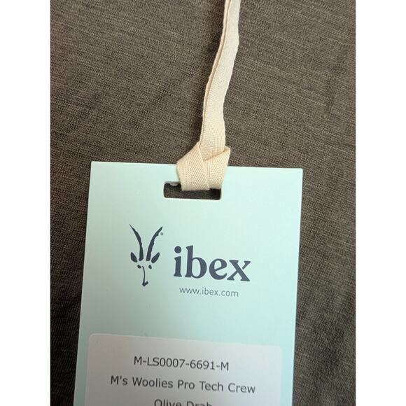Ibex T-Shirt Mens Medium Olive Drab Woolies Pro Tech Long Sleeve Crew Neck NWT - Picture 3 of 5